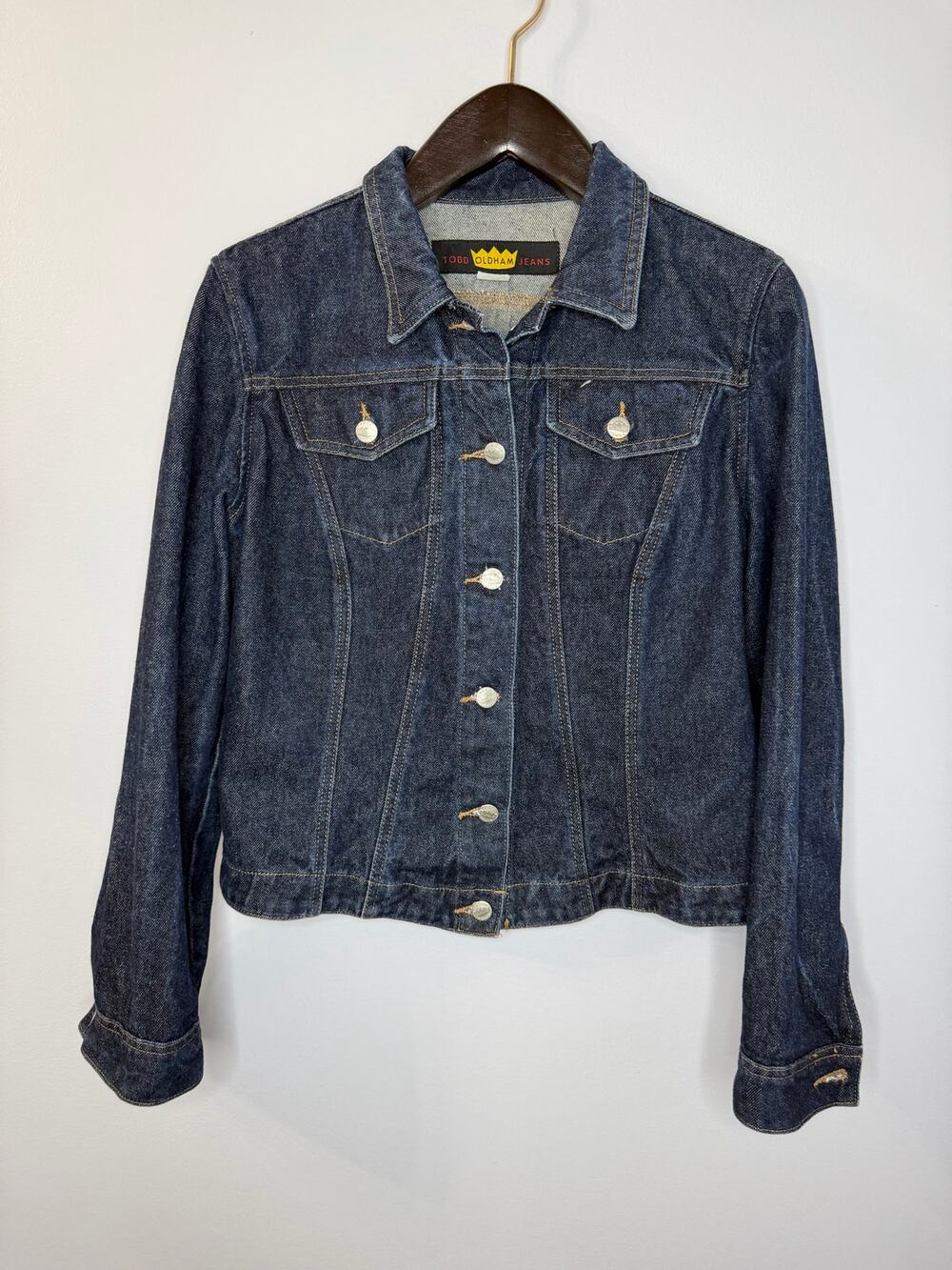 Vintage Todd Oldham Jeans Denim Trucker Jacket Womens L Blue Classic Western 90s